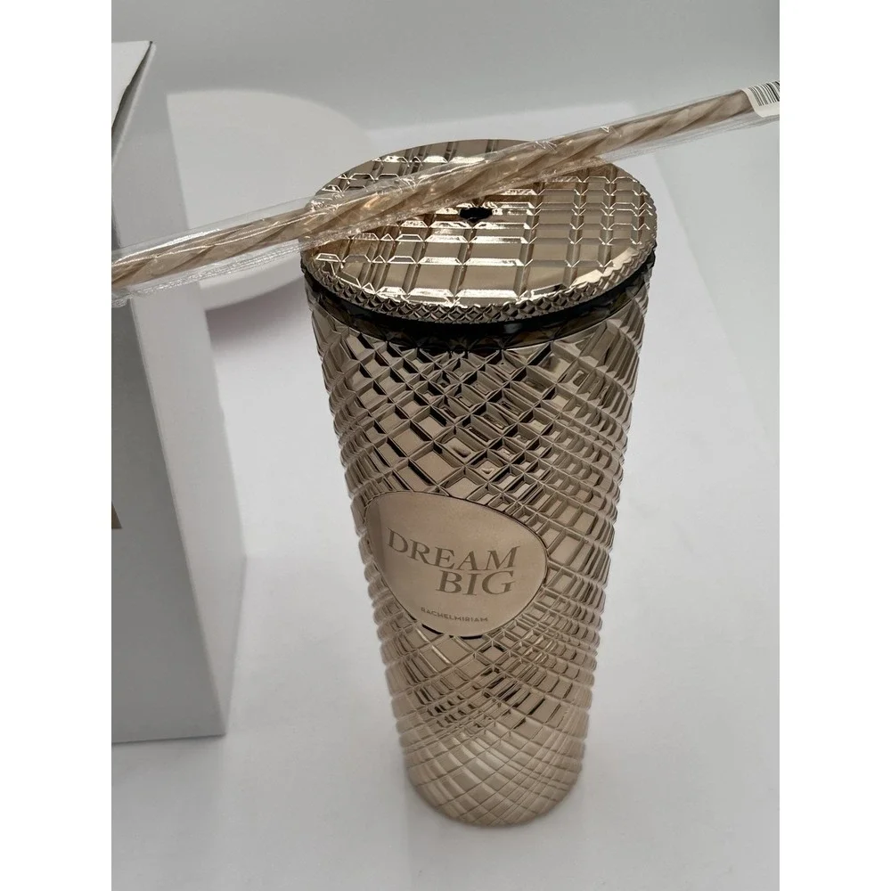 RACHEL MIRIAM Dream Big Metallic Gold Tumbler 24 oz - New in Packaging BPA Free